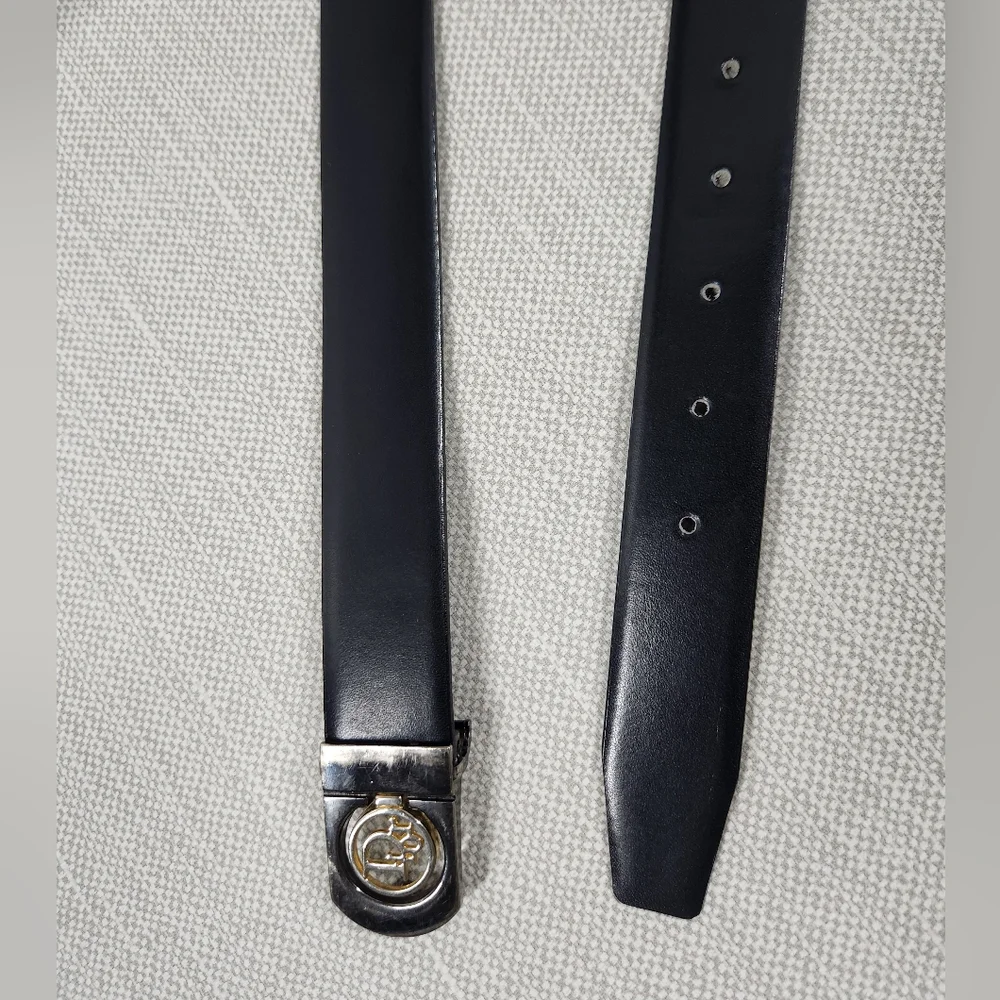 Dior Vintage Size 34 reversible leather belt black brown